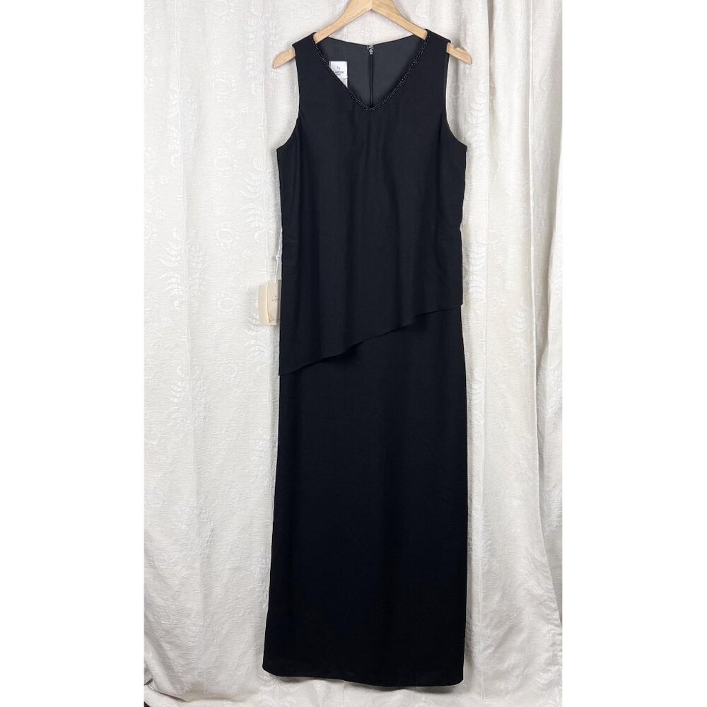 LanTing asymmetrical long black maxi dress beaded mother of the bride formal